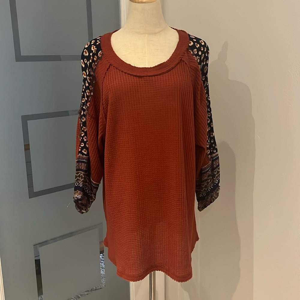 GiGio Plus+ Women's Rusty Red 3/4 Sleeve Blouse